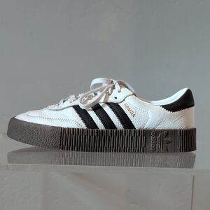 Adidas Sambarose White and Black Platform Sneakers